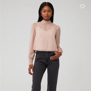 NWT MINKPINK Be Someone Top Blush with Black Polka Dots and Tie Back Neck Sz XS